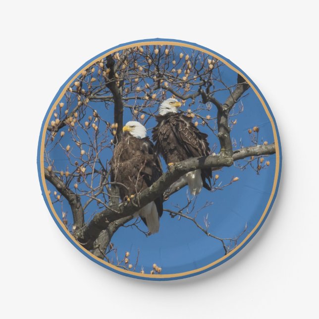 Plato De Papel Bald Eagle Pair (Anverso)
