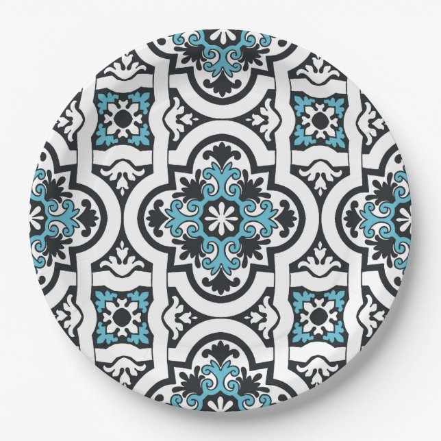 Plato De Papel Baldosa azul portuguesa (Anverso)