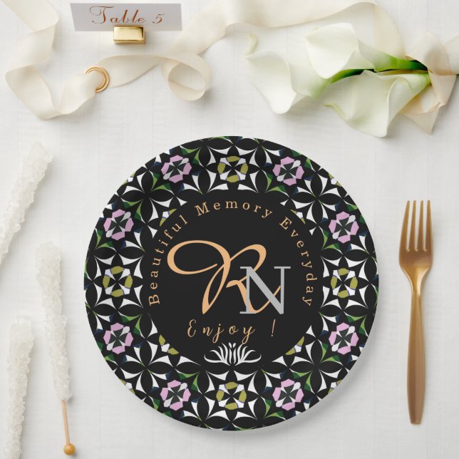 Plato De Papel Baldosa geométrica (Boda)