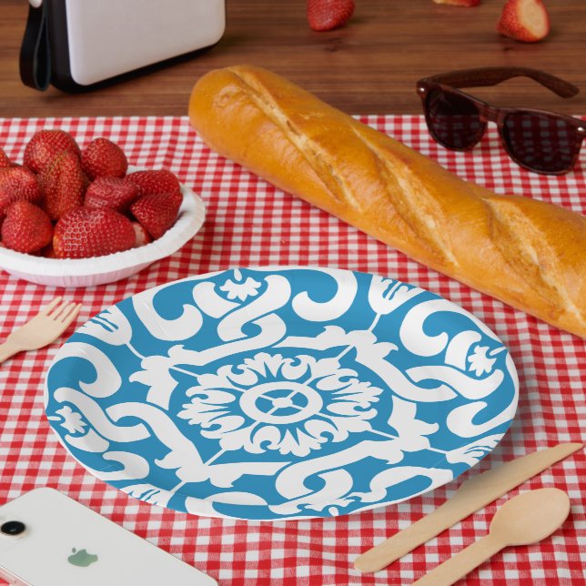 Plato De Papel Baldosas azules de Portugal 1 (Picnic)