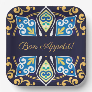 Plato De Papel Baldosas orientales, Azulejos , Plaza del personal