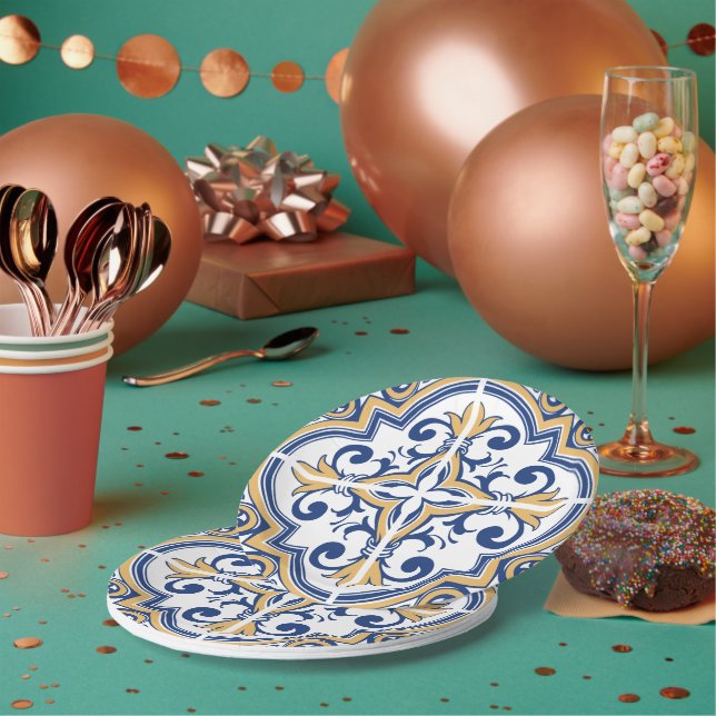 Plato De Papel Baldosas portuguesas 1 (Multi)