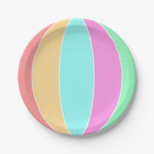 Plato De Papel Ball de playa de color Pastel