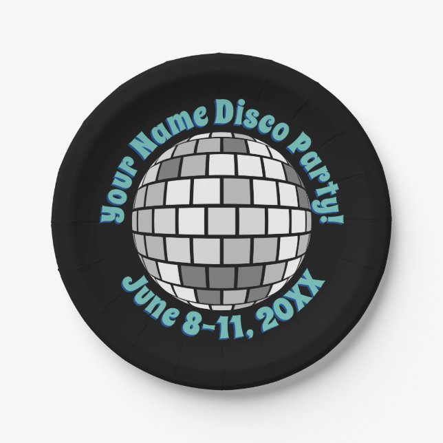 Plato De Papel Ball Retro Disco PERSONALIZADO (Anverso)