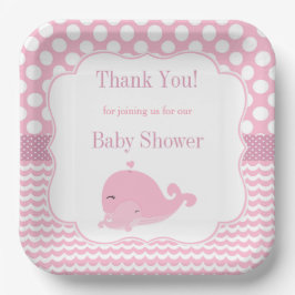 Plato De Papel Ballena corta con papel Baby Shower de Chica rosa 