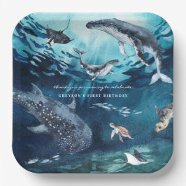 Plato De Papel Ballena jorobada | Fiesta de Cumpleaños del Océano