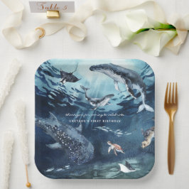 Plato De Papel Ballena Jorobada | Fiesta de Cumpleaños en el Océa