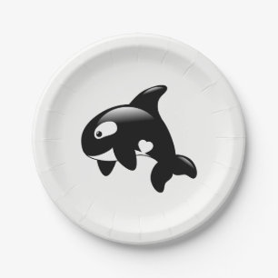 Plato De Papel Ballena linda de la orca