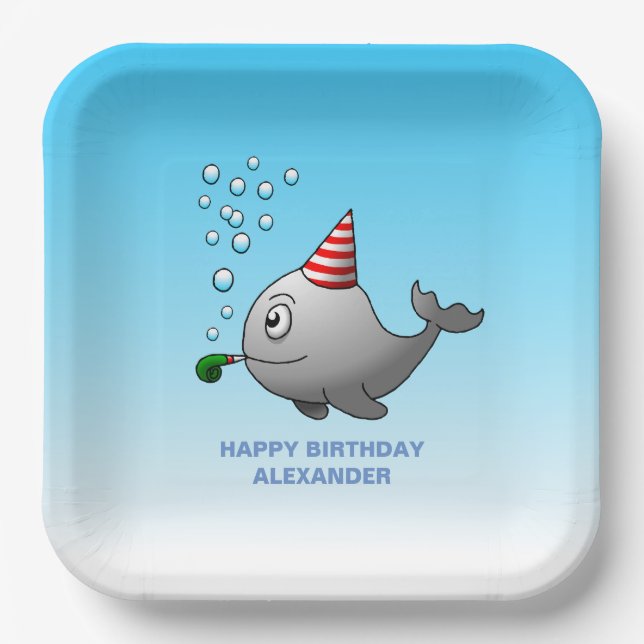 Plato De Papel ballena lista para fiestas (Anverso)