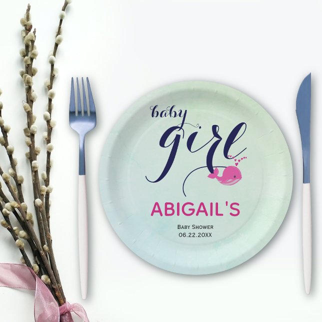 Plato De Papel Ballena rosa dulce con temática oceánica Niña Duch (Subido por el creador)