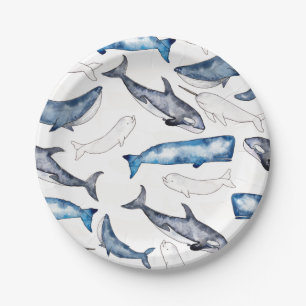 Plato De Papel Ballenas acuáticas