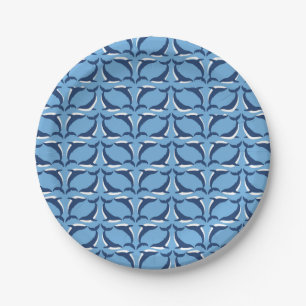 Plato De Papel Ballenas Azules Blancas Yin Yang Animal Marino Océ