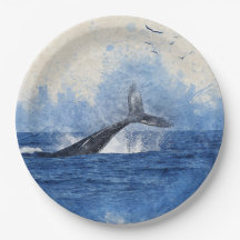 Ballenas en aves marinas en regalo a distancia Art