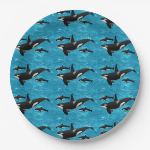 Plato De Papel Ballenas Orca