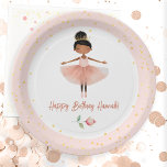 Plato De Papel Ballerina Ballet Chica de Cumpleaños Rosa<br><div class="desc">Cuta acuarela Ballet Ballerina Aniversario acuarela arte. Tema del cumpleaños de los bailarines infantiles. Fácil de personalizar.</div>