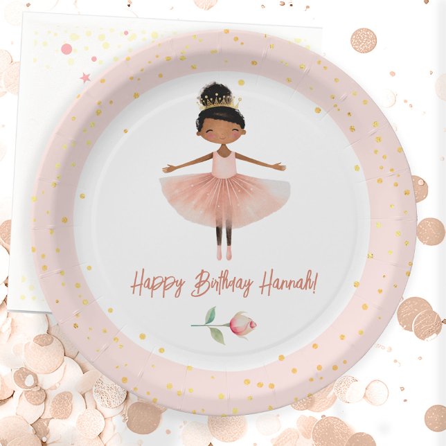 Plato De Papel Ballerina Ballet Chica de Cumpleaños Rosa (Subido por el creador)