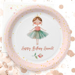 Plato De Papel Ballerina Ballet Pink Birday<br><div class="desc">Cuta acuarela Ballet Ballerina Aniversario acuarela arte. Tema del cumpleaños de los bailarines infantiles. Fácil de personalizar.</div>