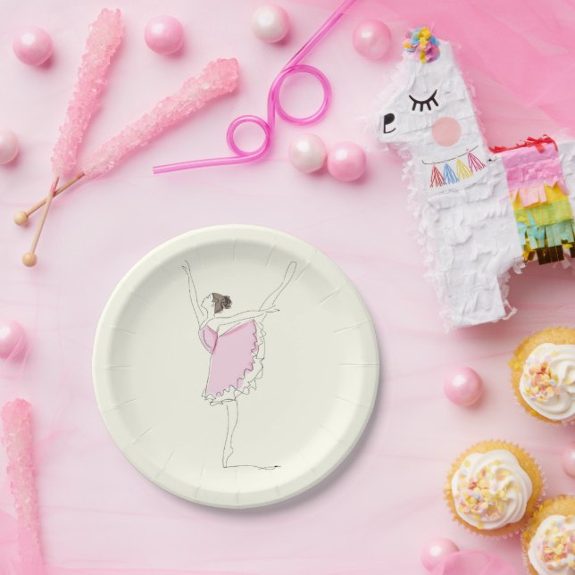 Plato De Papel Ballerina Birthday Party (Fiesta)