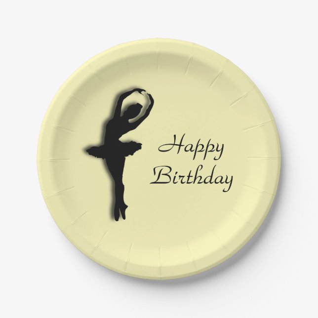 Plato De Papel Ballerina Birthday Yellow (Anverso)