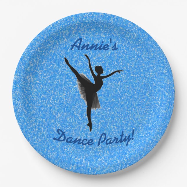 Plato De Papel Ballerina Dance Blue Sparkle (Anverso)