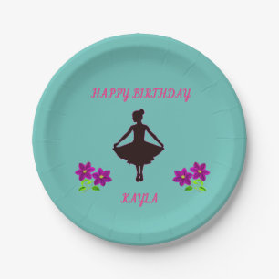 Plato De Papel Ballerina feliz cumpleaños floral