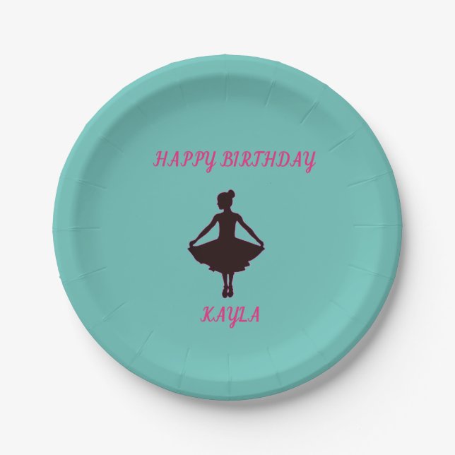 Plato De Papel Ballerina Happy Birthday Fiesta Paper Plate (Anverso)