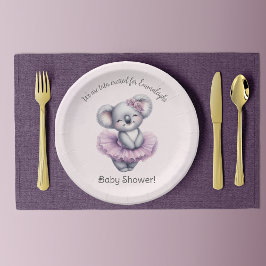 Plato De Papel Ballerina Koala Tutu excitó a la niña ducha