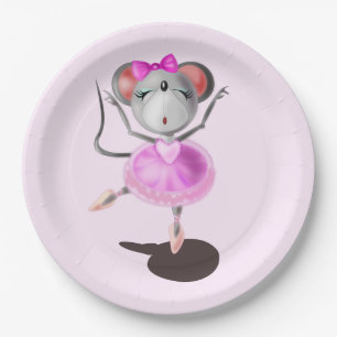 Plato De Papel Ballerina Mouse divertida Placa de papel bailarín