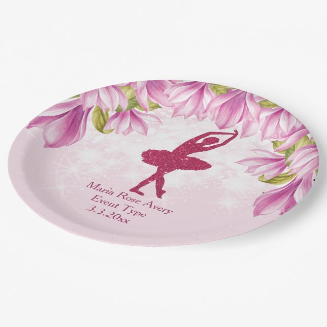 Plato De Papel Ballerina Pink Birthday Personalizado (Angular)