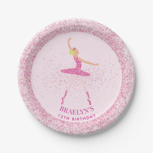 Plato De Papel Ballerina Purpurina Confetti Birthday Design