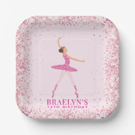 Plato De Papel Ballerina Purpurina Confetti Birthday Design