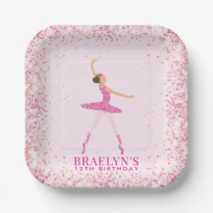 Plato De Papel Ballerina Purpurina Confetti Birthday Design