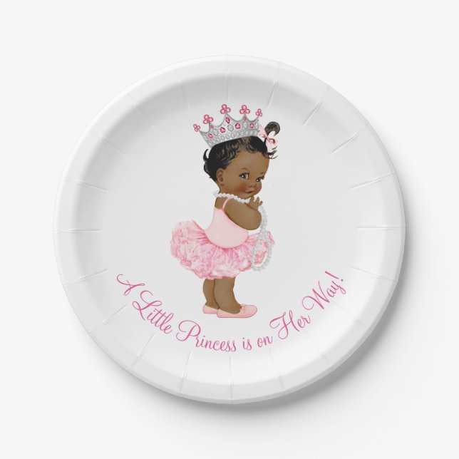 Plato De Papel Ballerina Tutu Pearls Princess Baby Shower (Anverso)