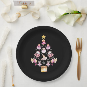Plato De Papel Ballet Animales Ballerina Árbol de Navidad