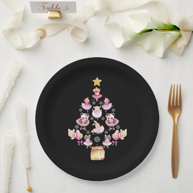 Plato De Papel Ballet Animales Ballerina Árbol de Navidad (Boda)