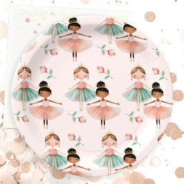 Plato De Papel Ballet Ballerina Patrón Rosa Cumpleaños
