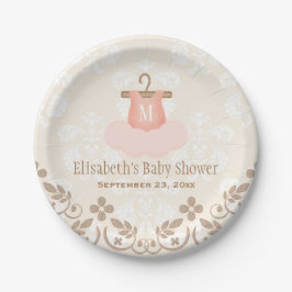 Plato De Papel Ballet con monograma Baby Shower temático del tutú