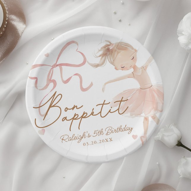 Plato De Papel Ballet Cute Chicas Pastel Ballerina Cumpleaños (Subido por el creador)