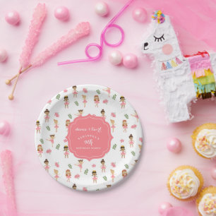 Plato De Papel Ballet Dance & Twirl Ballerina Rosa Cumpleaños