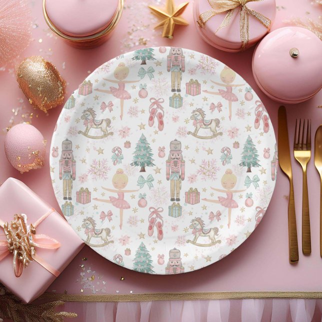 Plato De Papel Ballet de Navidades Rosados Nutcracker (Subido por el creador)