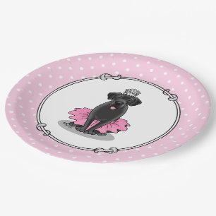 Plato De Papel Ballet de perro lindo Princesa Labrador negro