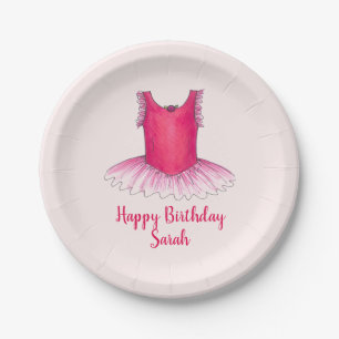 Plato De Papel Ballet Rosa Personalizado Ballerina Cumpleaños Tut