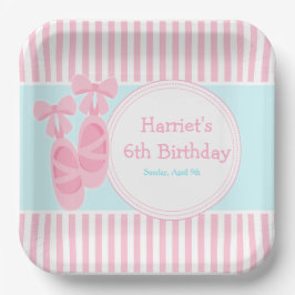 Plato De Papel Ballet Slippers Ballerina Fiesta de cumpleaños