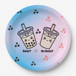 Plato De Papel Balls or No Balls Bubble Tea Boba Gender Reveal
