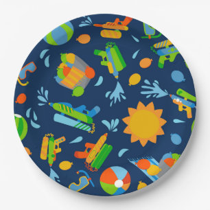 Plato De Papel Balón de agua Pistolas Piscina Fiestas Niños Cumpl