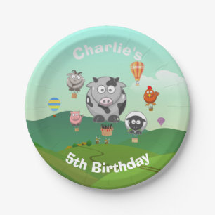 Plato De Papel Balón de aire caliente Personalizado Cumpleaños