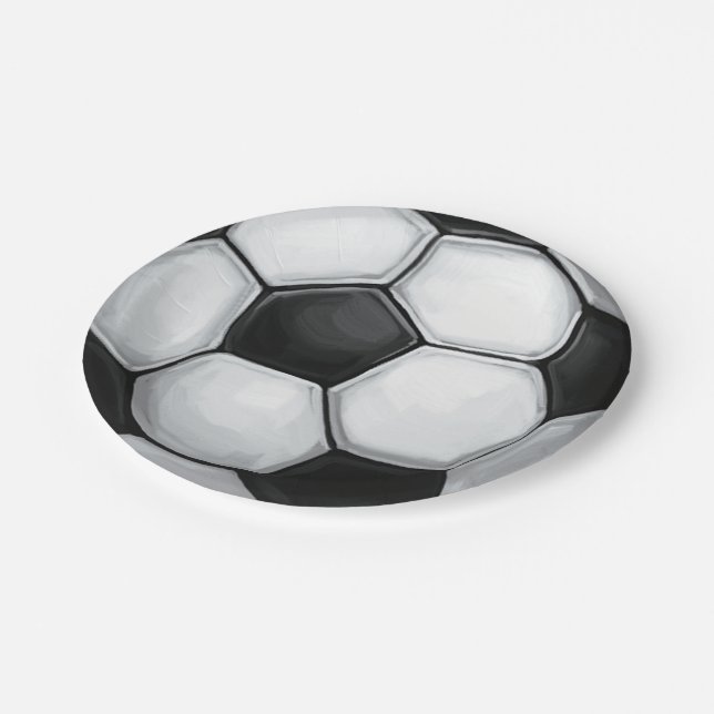 Plato De Papel Balón de fútbol blanco y negro (Angular)
