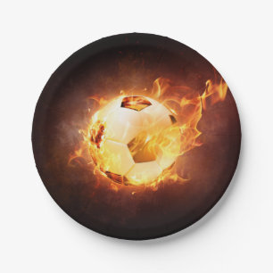 Plato De Papel Balón de fútbol del fútbol en el fuego