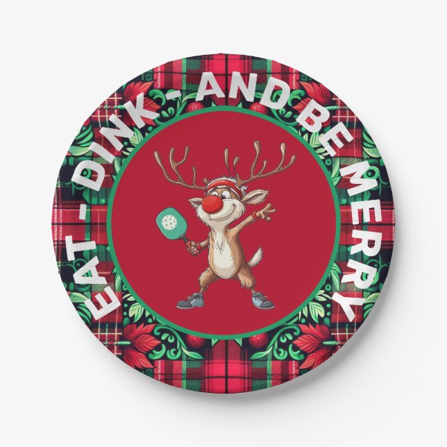 PLATO DE PAPEL BALONCESES 🎄 COMER, DINK Y SER FELIZ (Anverso)