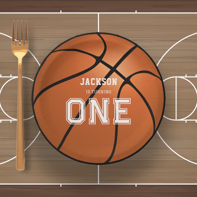 Plato De Papel Baloncesto 1er cumpleaños único (Subido por el creador)